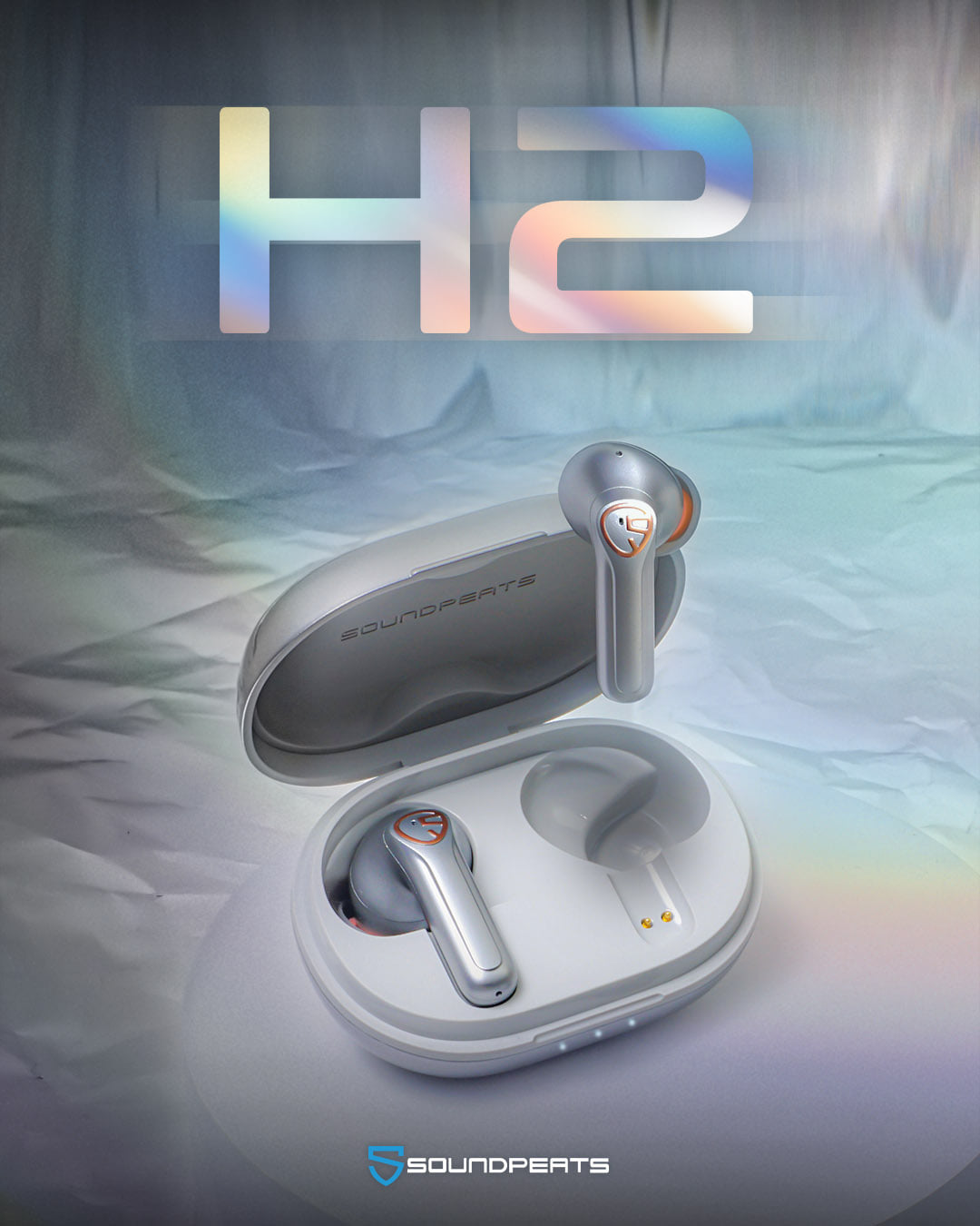 หูฟังไร้สาย True Wireless Soundpeats H2 Silver